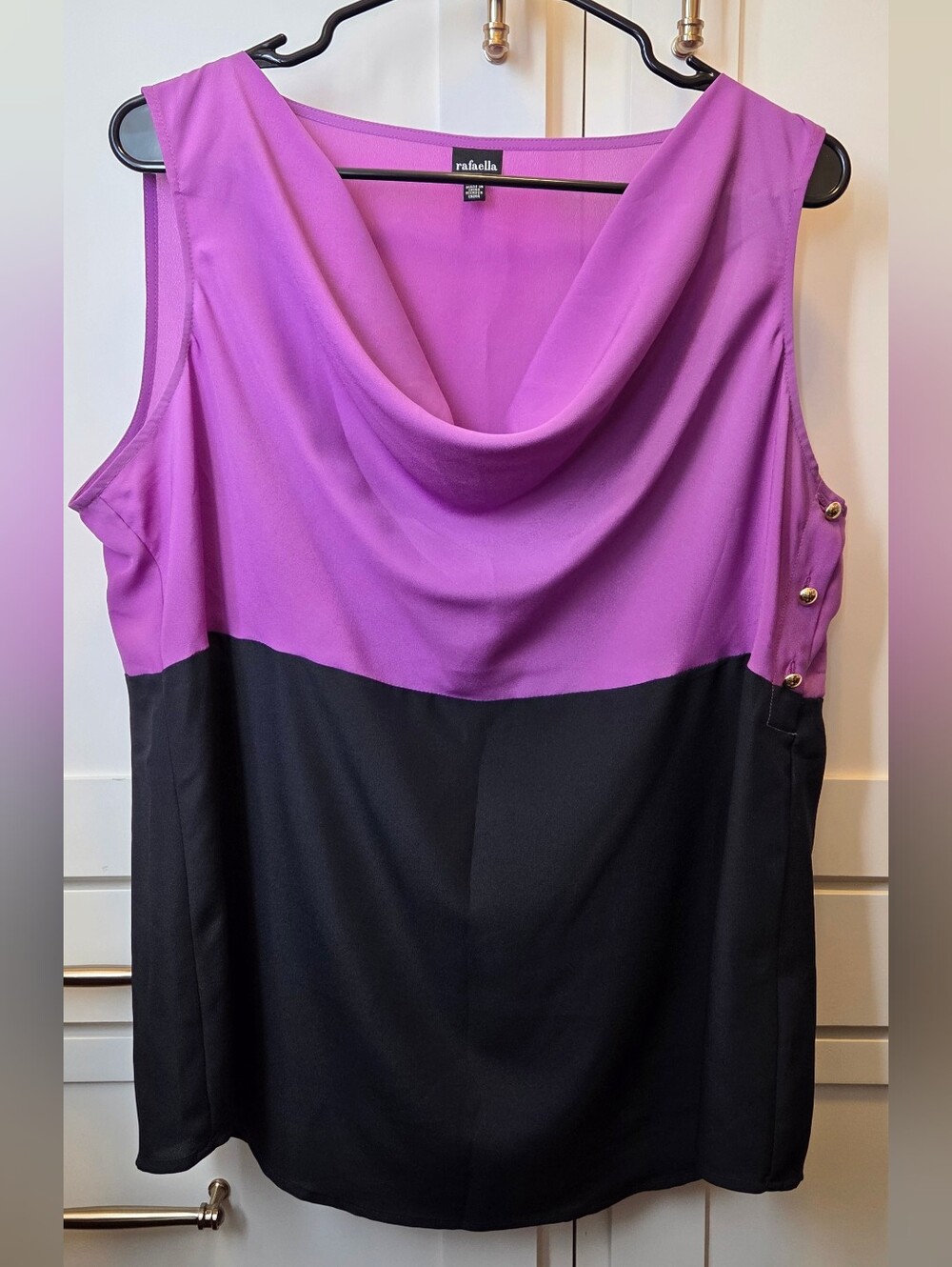 Rafaella Purple and Midnight Cowl Neck Sleeveless Top
